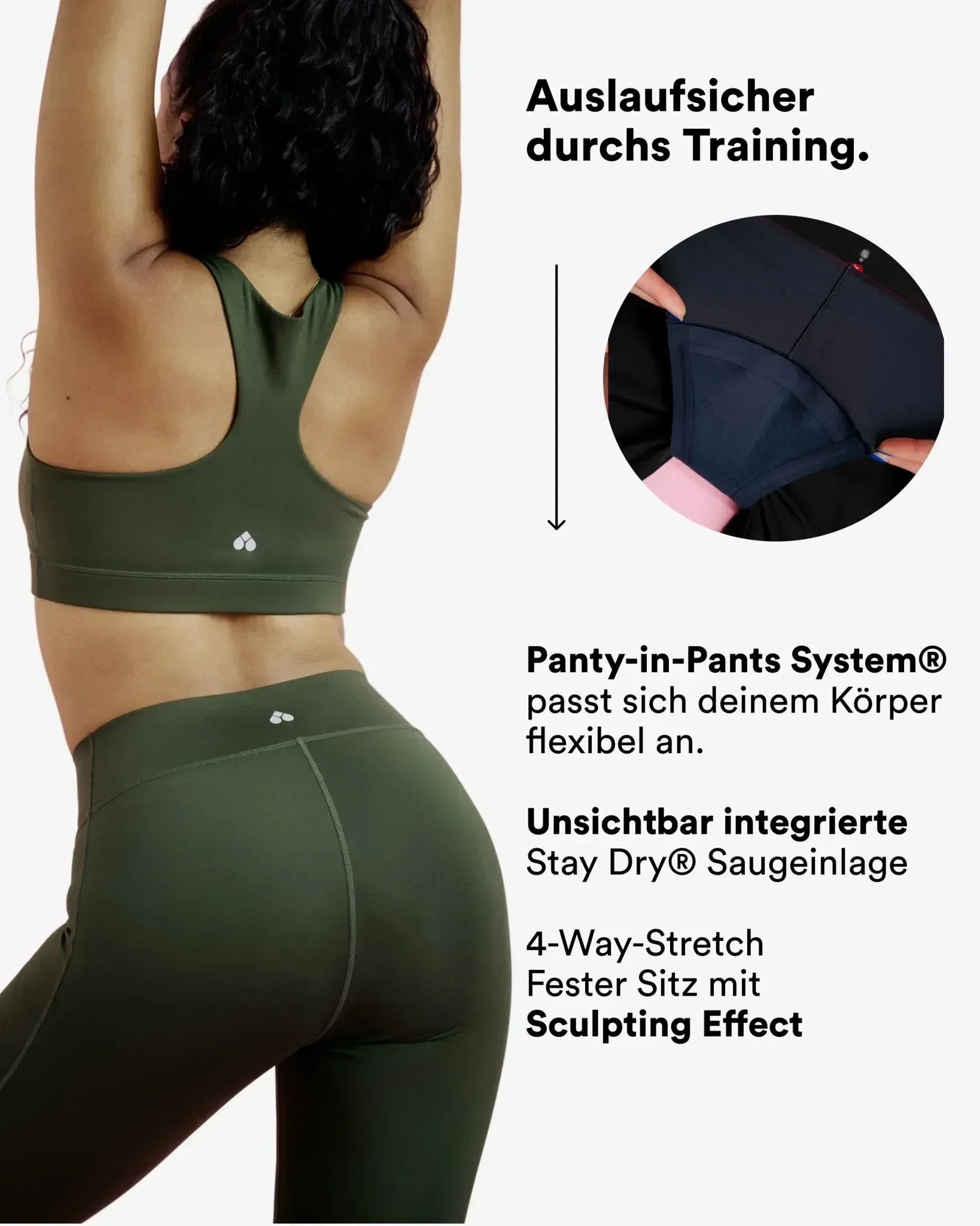 SET: Sport BH - Racerback & Period Panty – Medium – Leggings ACTIVE - The Female Company