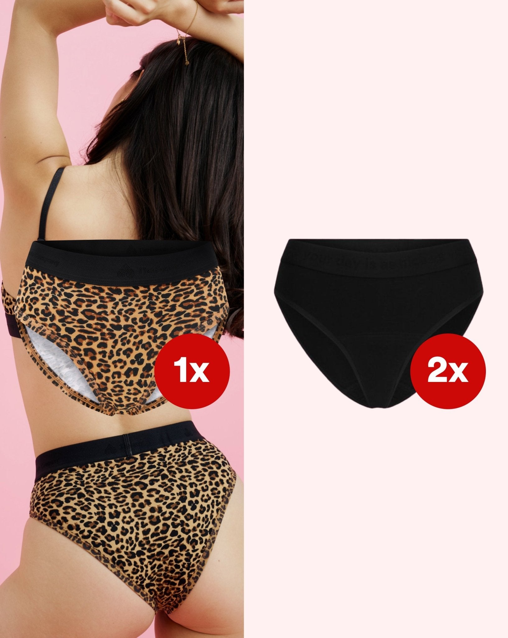 SET: Normal Underwear - 2x Brief Black/ 1x Slip Leo