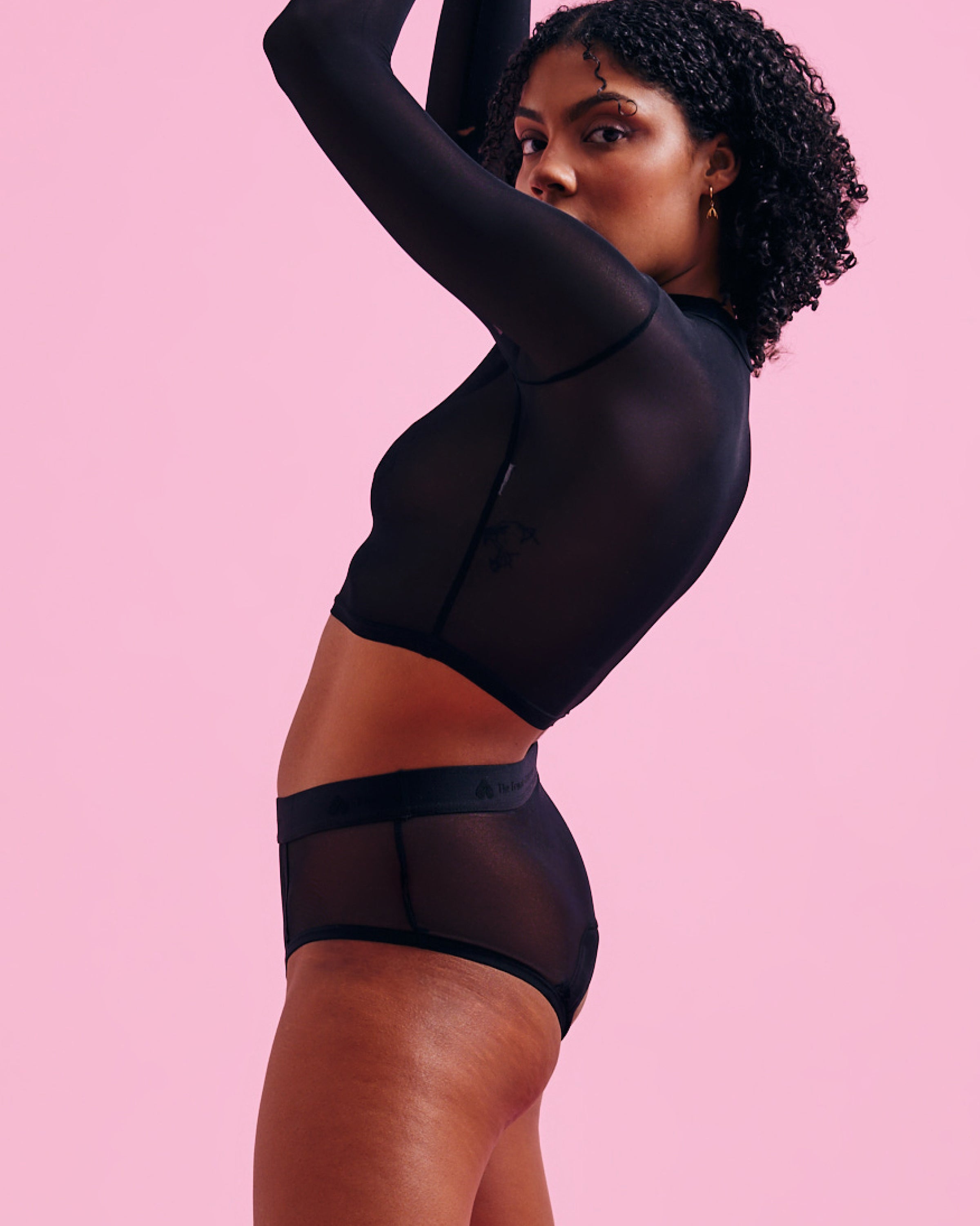 Period underwear Hipster black mesh shop online
