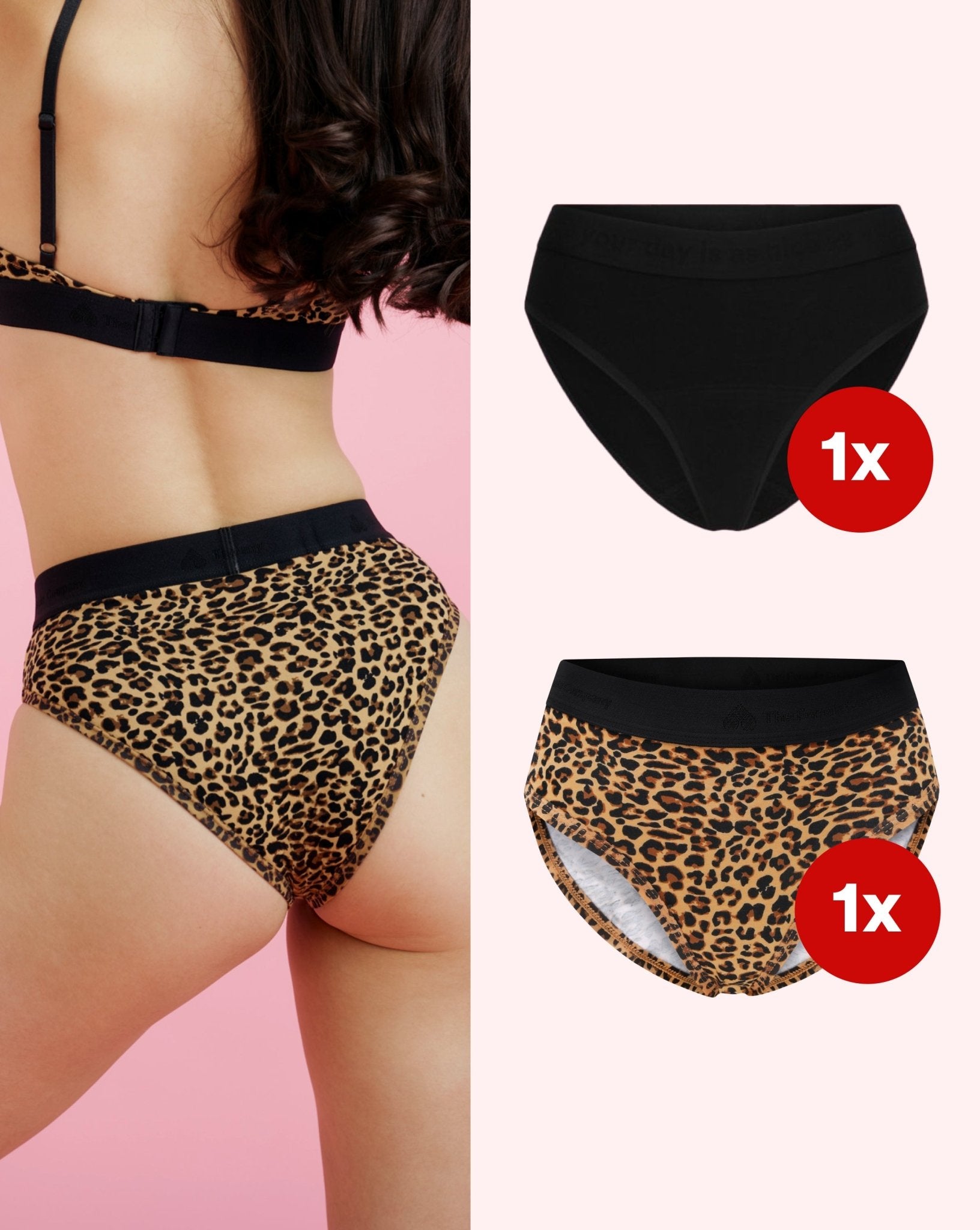 SET: Unterwäsche - 1x Basic Slip Schwarz/ 1x Basic Slip Leo