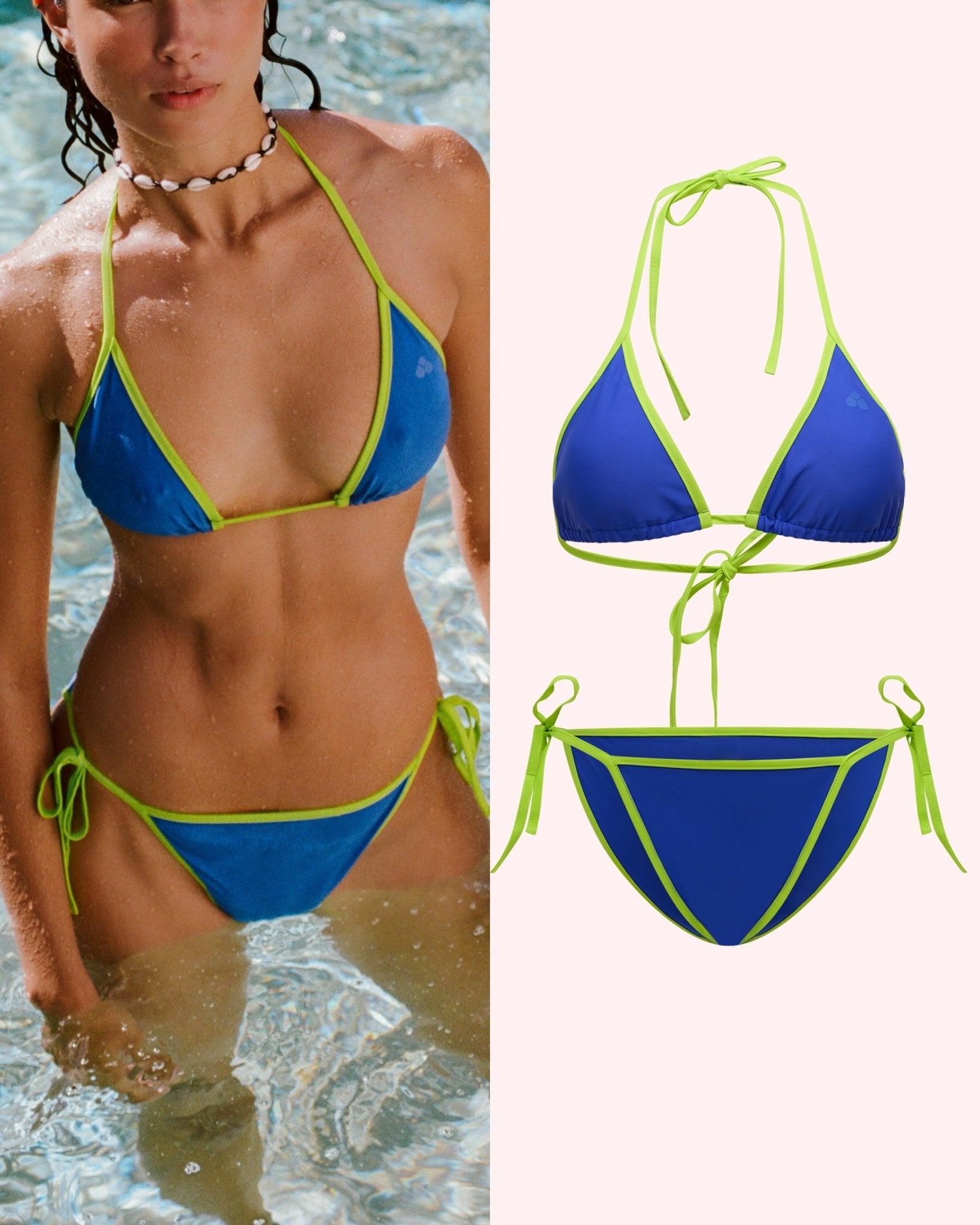 Set: Bikinitop Triangle & Perioden Bademode Tie Slip