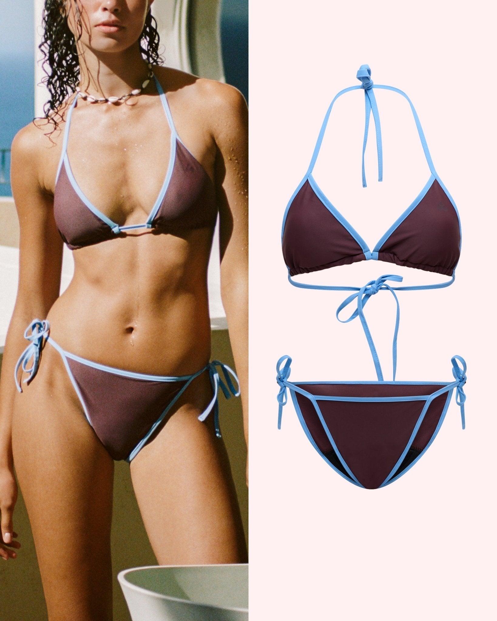 Set: Bikinitop Triangle & Perioden Bademode Tie Slip