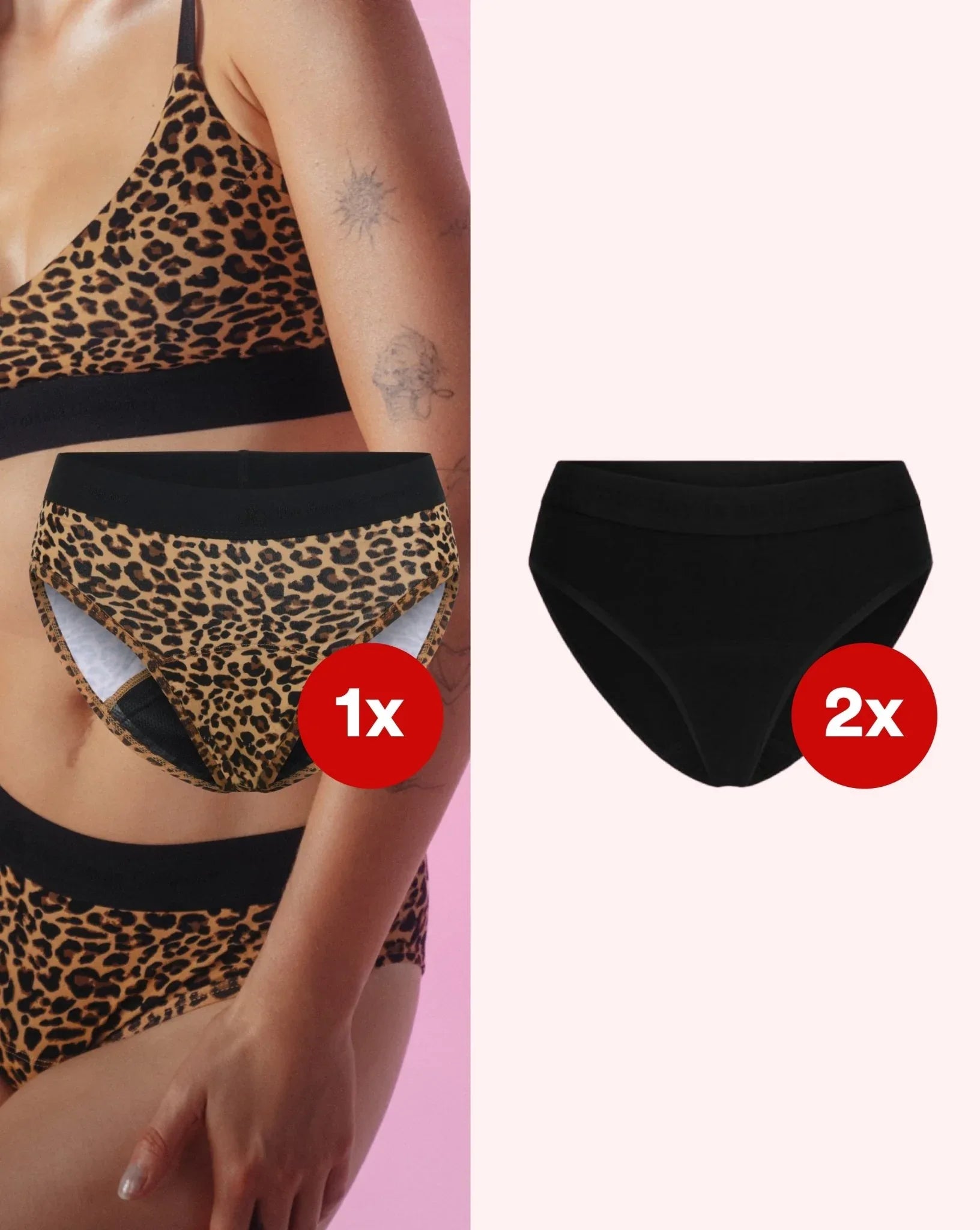 SET: Period Panty – Extra Strong – 2x Basic Slip Schwarz / 1x Leo Sienna - The Female Company